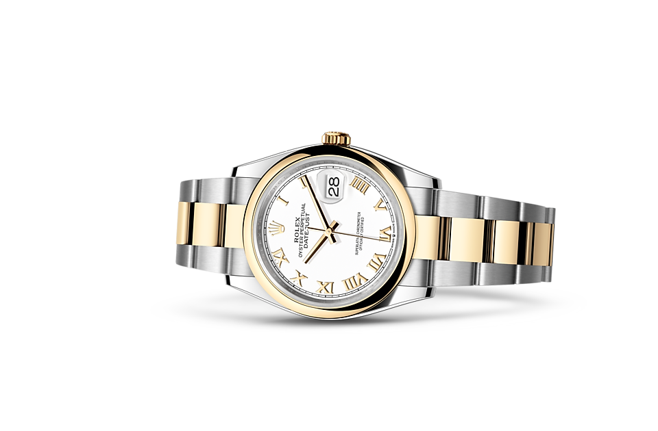 Rolex Datejust de Oyster, 36 mm, acero Oystersteel y oro amarillo, m126203-0030 - Frente acostado