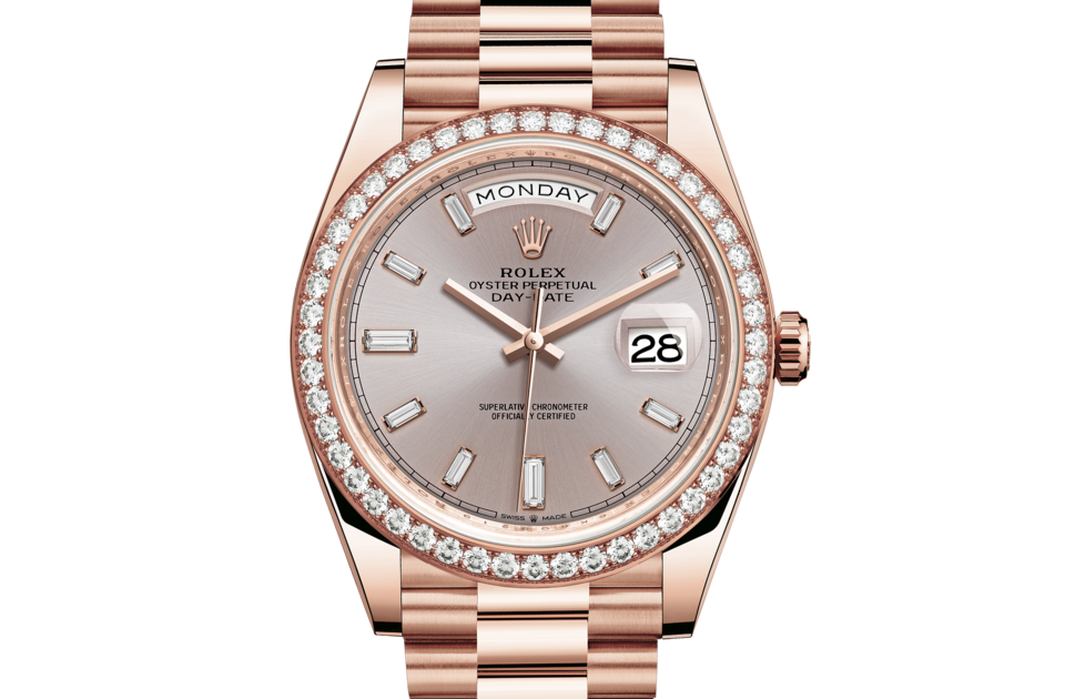 Rolex Day-Date de Oyster, 40 mm, oro Everose y diamantes, m228345rbr-0007 - Frente